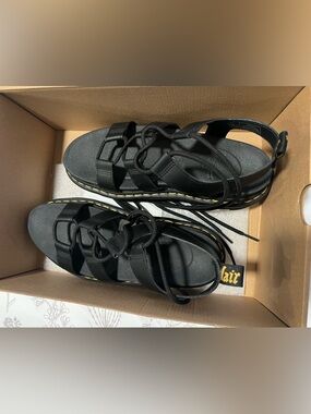 Dr. Martens Black Nartilla Hydro Leather Sandals